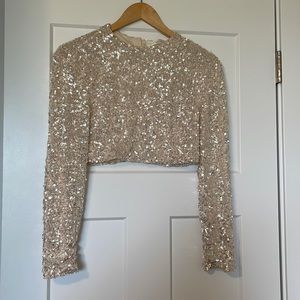 American Threads Sequin Cropped Top